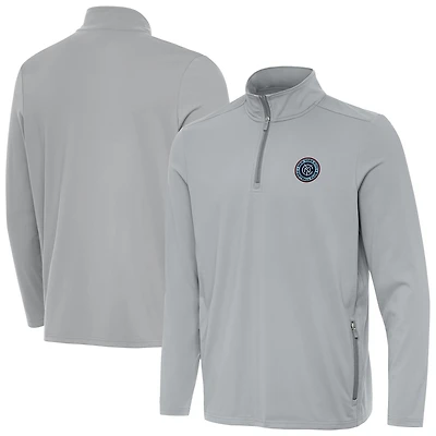 Men's Antigua  Gray New York City FC Perilous Quarter-Zip Top