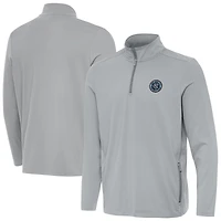 Men's Antigua  Gray New York City FC Perilous Quarter-Zip Top