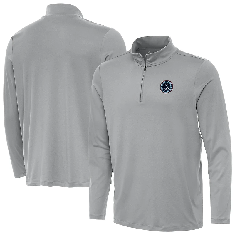Men's Antigua  Gray New York City FC Reprocess Quarter-Zip Pullover