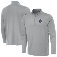 Men's Antigua  Gray New York City FC Reprocess Quarter-Zip Pullover
