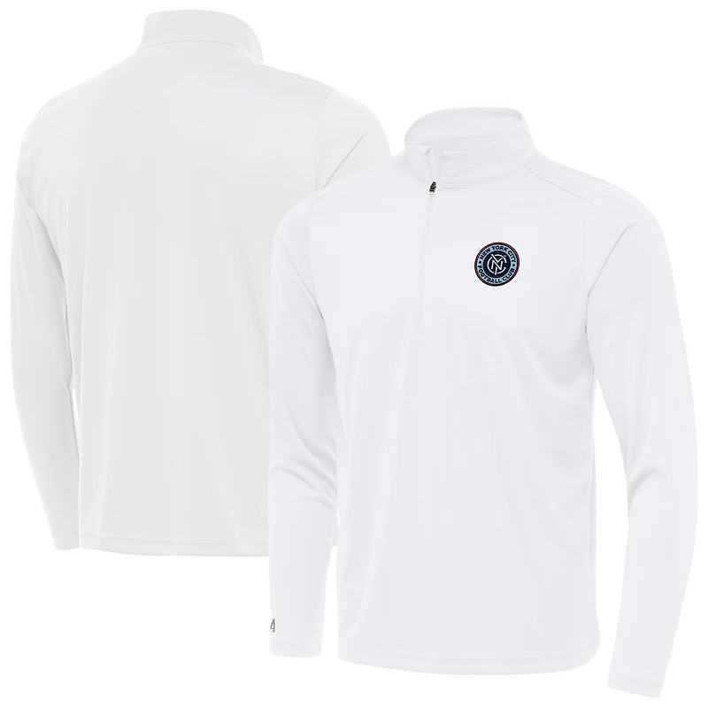 Men's Antigua White New York City FC Tribute Quarter-Zip Top