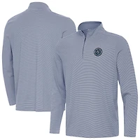 Men's Antigua Heather Blue New York City FC Twine Quarter-Zip Top