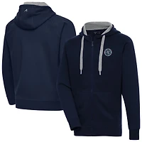 Men's Antigua  Navy New York City FC Victory Fleece Raglan Full-Zip Hoodie