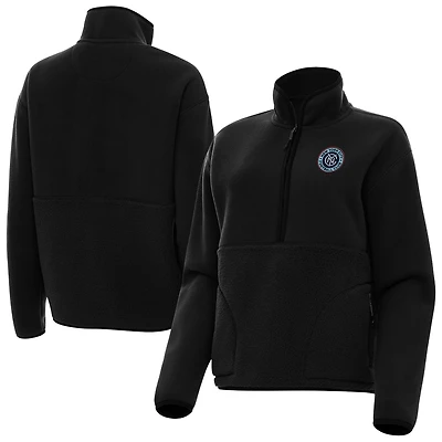 Women's Antigua Black New York City FC Figure Half-Zip Pullover