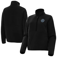 Women's Antigua  Black New York City FC Figure Half-Zip Pullover