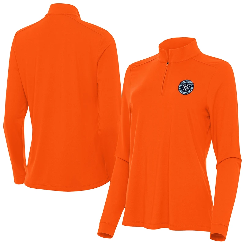 Women's Antigua  Orange New York City FC Intent Quarter-Zip Pullover