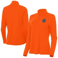 Women's Antigua  Orange New York City FC Intent Quarter-Zip Pullover