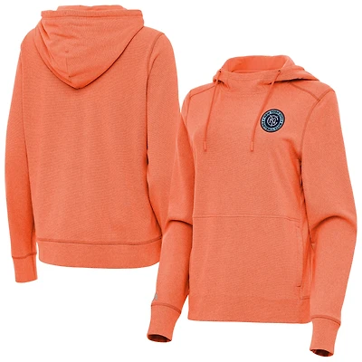 Women's Antigua  Heather Orange New York City FC Justice Pullover Hoodie