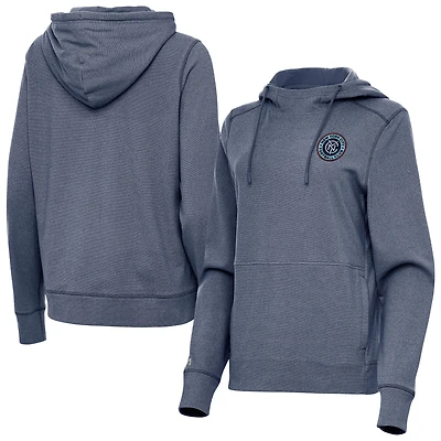 Women's Antigua  Heather Navy New York City FC Justice Pullover Hoodie