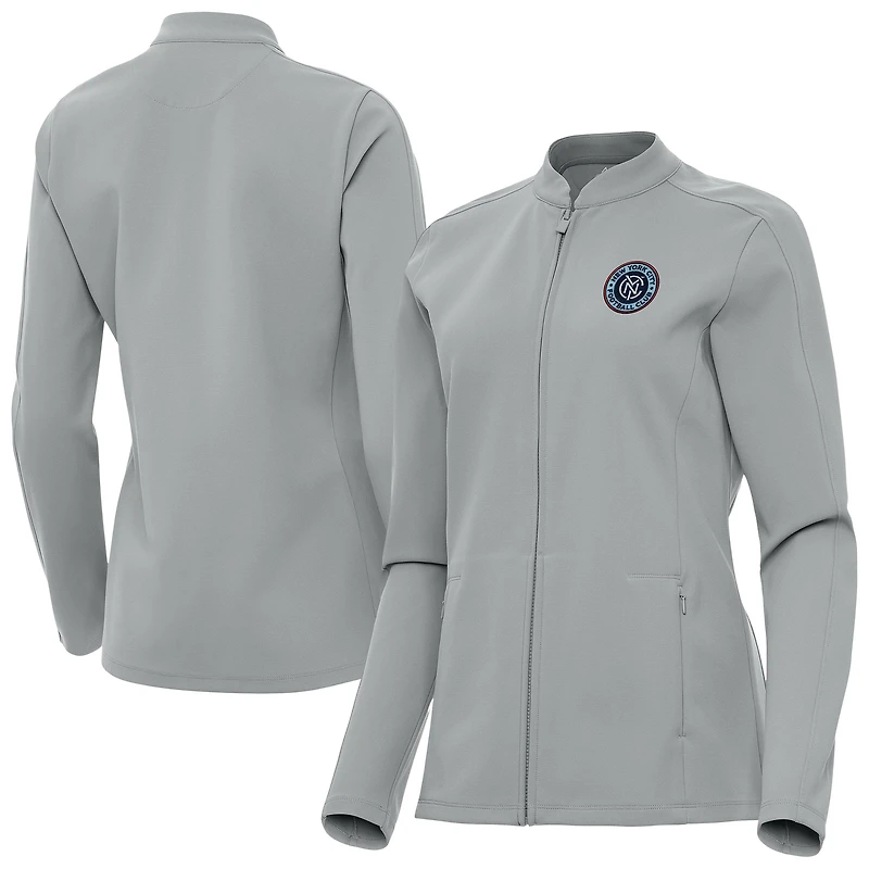 Women's Antigua Gray New York City FC Regard Full-Zip Jacket
