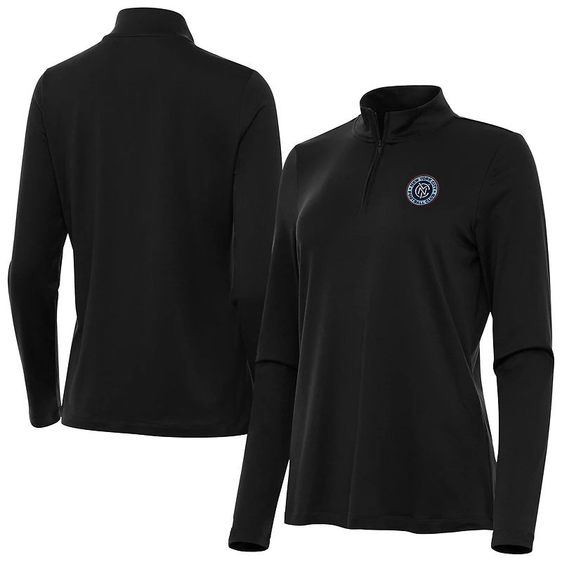 Women's Antigua  Black New York City FC Reprocess Quarter-Zip Pullover