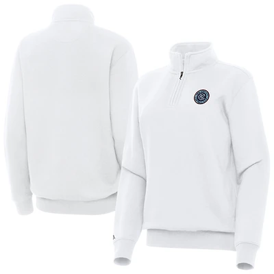 Women's Antigua White New York City FC Victory Quarter-Zip Top