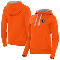Women's Antigua  Orange New York City FC Victory Fleece Raglan Full-Zip Hoodie