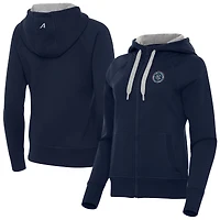 Women's Antigua  Navy New York City FC Victory Fleece Raglan Full-Zip Hoodie