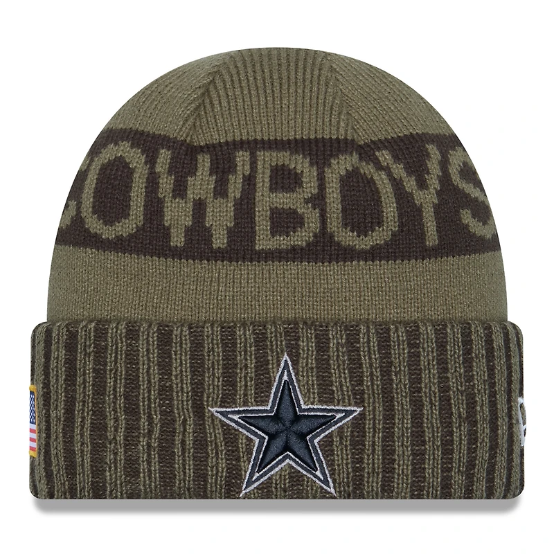Men's New Era  Dark Green Dallas Cowboys 2025 Salute to Service Cuffed Knit Hat