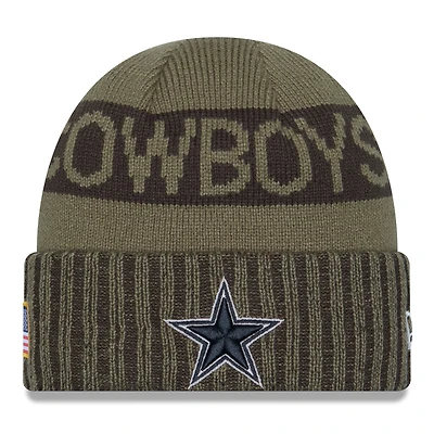Men's New Era  Dark Green Dallas Cowboys 2025 Salute to Service Cuffed Knit Hat