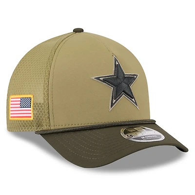 Youth New Era  Green/Dark Green Dallas Cowboys 2025 Salute to Service 9FORTY A-Frame Adjustable Hat