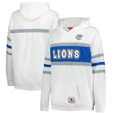 Women's Mitchell & Ness White Detroit Lions Plus Head Coach Throwback Pullover Hoodie