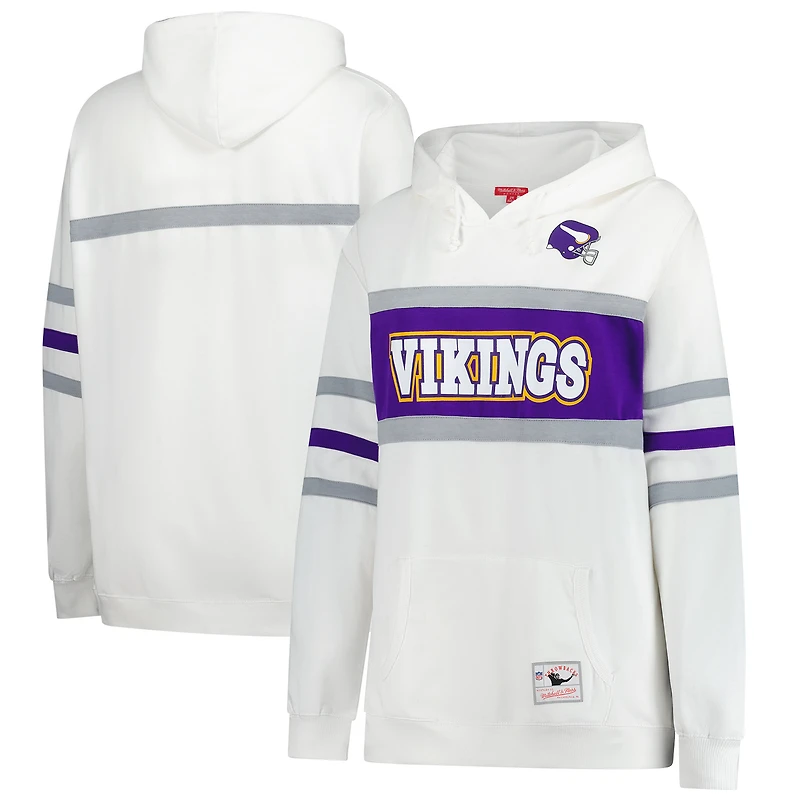 Women's Mitchell & Ness White Minnesota Vikings Plus Head Coach Throwback Pullover Hoodie
