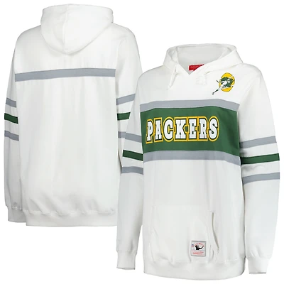 Women's Mitchell & Ness White Green Bay Packers Plus Head Coach Throwback Pullover Hoodie