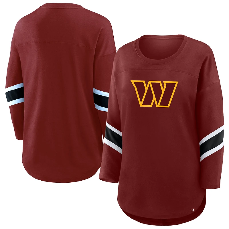 Women's Fanatics Burgundy Washington Commanders Plus Redzone 3/4-Sleeve Scoop Neck T-Shirt