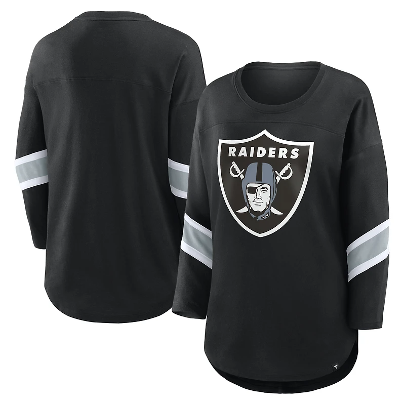 Women's Fanatics Black Las Vegas Raiders Plus Redzone 3/4-Sleeve Scoop Neck T-Shirt