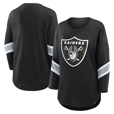 Women's Fanatics Black Las Vegas Raiders Plus Redzone 3/4-Sleeve Scoop Neck T-Shirt