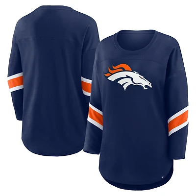 Women's Fanatics Navy Denver Broncos Plus Redzone 3/4-Sleeve Scoop Neck T-Shirt