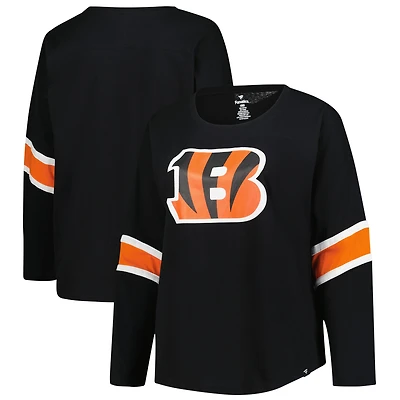 Women's Fanatics Black Cincinnati Bengals Plus Redzone 3/4-Sleeve Scoop Neck T-Shirt