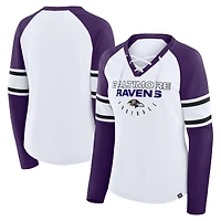 Women's Fanatics White Baltimore Ravens Plus Redzone Lace Up Long Sleeve T-Shirt