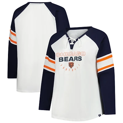 Women's Fanatics White Chicago Bears Plus Redzone Lace Up Long Sleeve T-Shirt