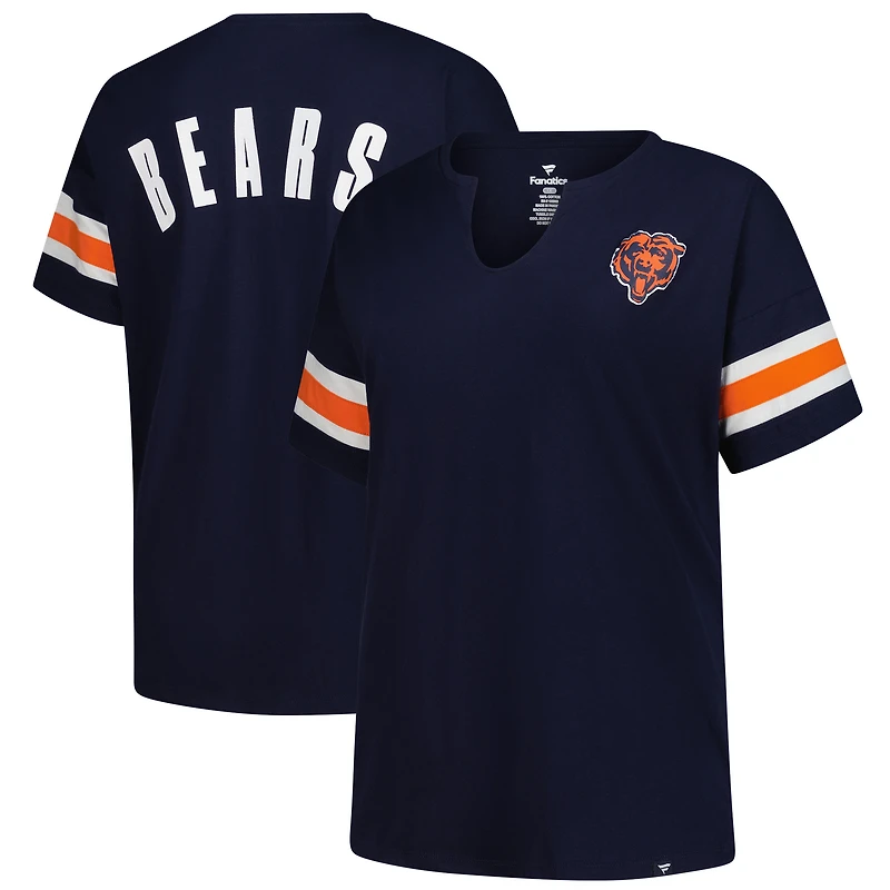 Women's Fanatics Navy Chicago Bears Plus Redzone Notch Neck T-Shirt