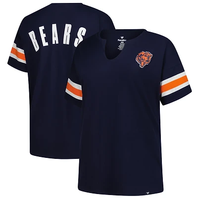 Women's Fanatics Navy Chicago Bears Plus Redzone Notch Neck T-Shirt
