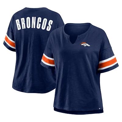 Women's Fanatics Navy Denver Broncos Plus Redzone Notch Neck T-Shirt