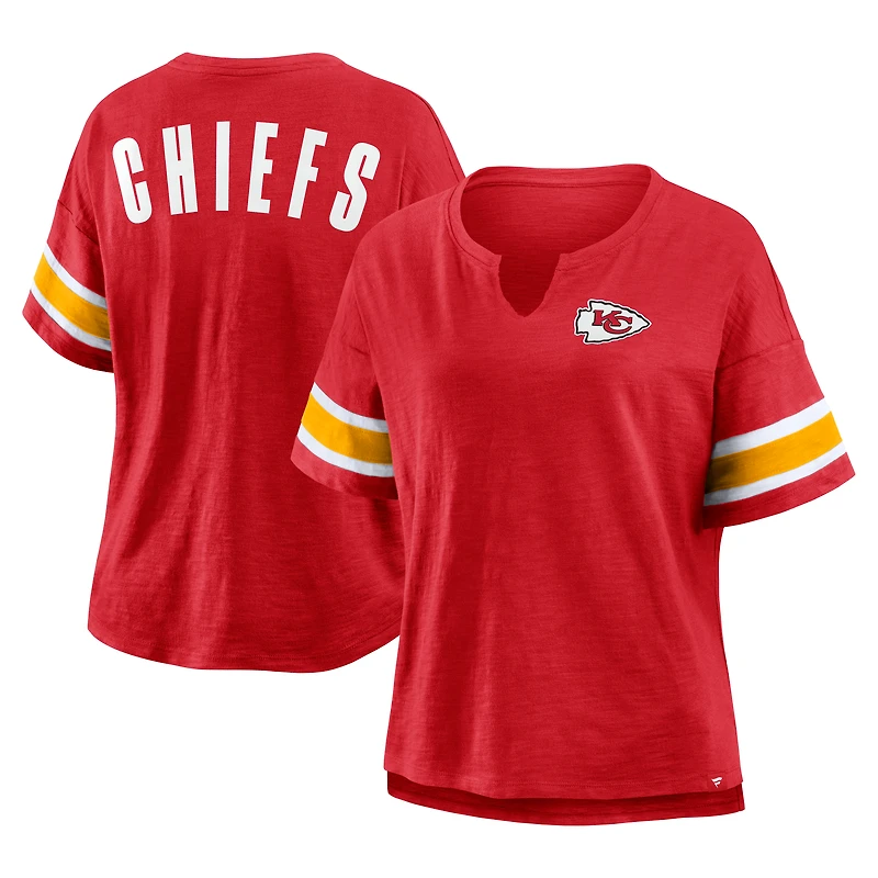 Women's Fanatics Red Kansas City Chiefs Plus Redzone Notch Neck T-Shirt