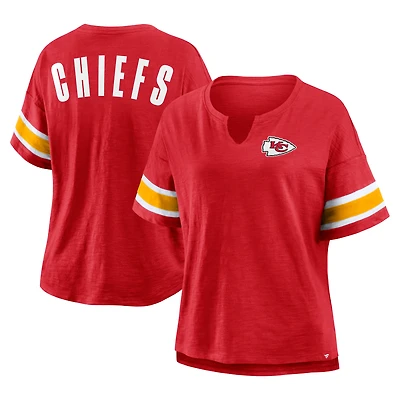 Women's Fanatics Red Kansas City Chiefs Plus Redzone Notch Neck T-Shirt
