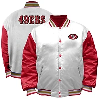 Women's Mitchell & Ness White San Francisco 49ers Plus Full-Snap Satin Jacket