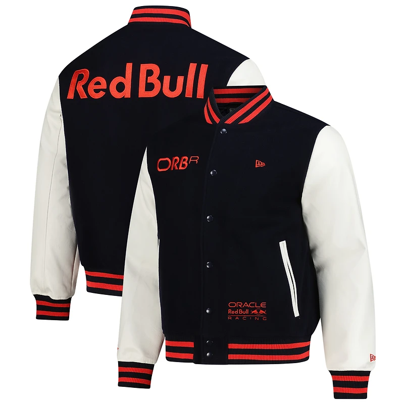 Men's New Era Navy Red Bull Racing Fashion Varsity Jacket