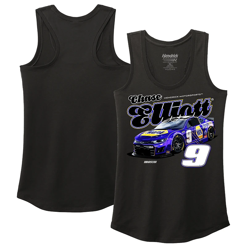 Women's Hendrick Motorsports Team Collection  Black Chase Elliott Name & Number Racer Back Tri-Blend Tank Top