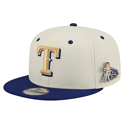 Men's New Era  Cream Texas Rangers Mascot Pin 9FIFTY Snapback Hat