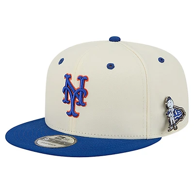 Men's New Era  Cream New York Mets Mascot Pin 9FIFTY Snapback Hat