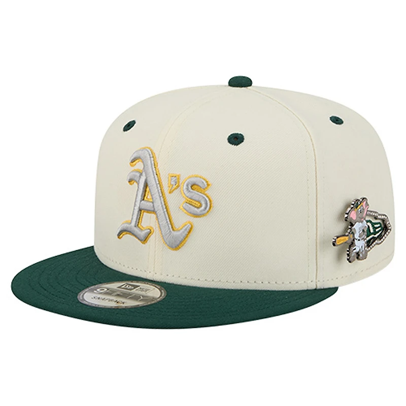 Men's New Era  Cream Athletics Mascot Pin 9FIFTY Snapback Hat