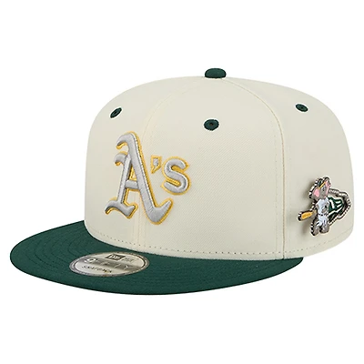 Men's New Era  Cream Athletics Mascot Pin 9FIFTY Snapback Hat