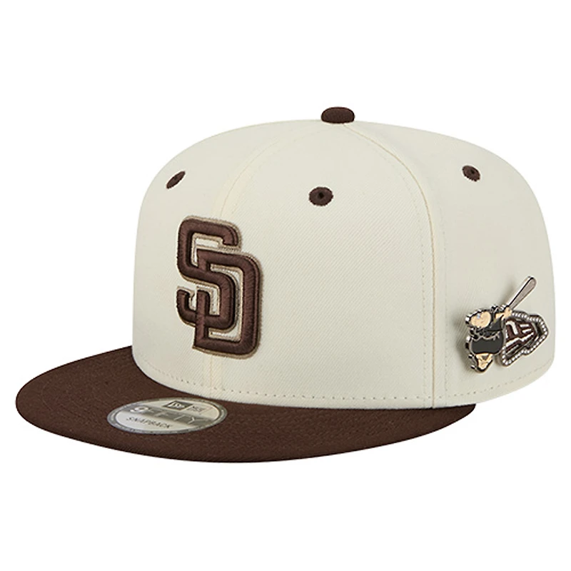 Men's New Era  Cream San Diego Padres Mascot Pin 9FIFTY Snapback Hat