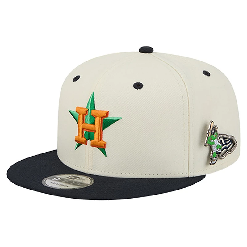 Men's New Era  Cream Houston Astros Mascot Pin 9FIFTY Snapback Hat