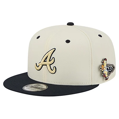 Men's New Era  Cream Atlanta Braves Mascot Pin 9FIFTY Snapback Hat