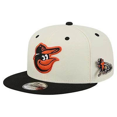 Men's New Era  Cream Baltimore Orioles Mascot Pin 9FIFTY Snapback Hat