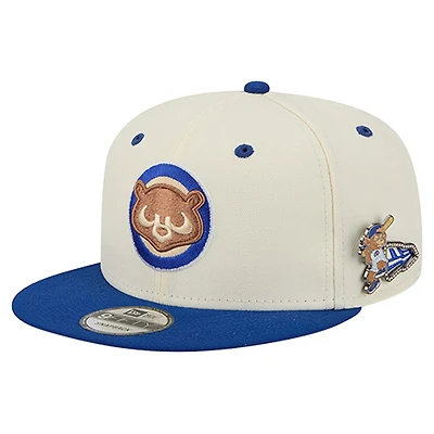 Men's New Era  Cream Chicago Cubs Mascot Pin 9FIFTY Snapback Hat