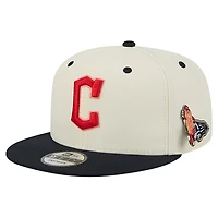 Men's New Era  Cream Cleveland Guardians Mascot Pin 9FIFTY Snapback Hat