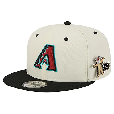 Men's New Era  Cream Arizona Diamondbacks Mascot Pin 9FIFTY Snapback Hat